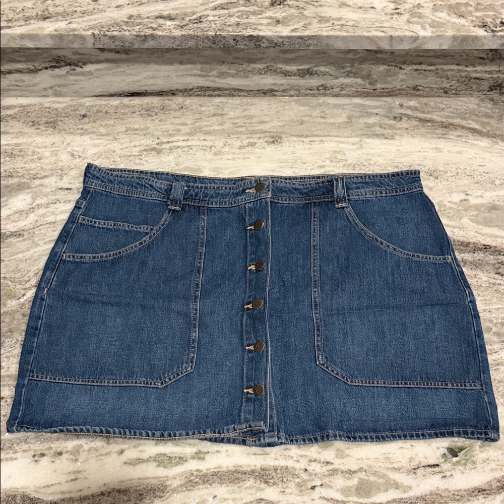 Old Navy Blue Button-Front Denim Mini Skirt